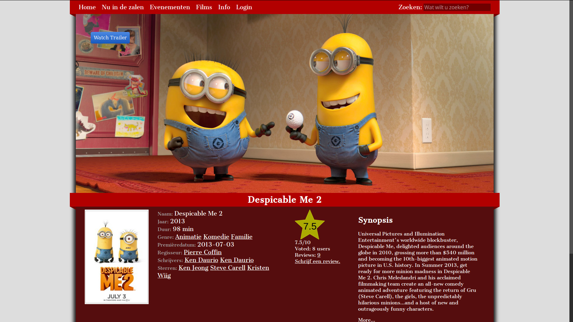Screenshot moviewebsite